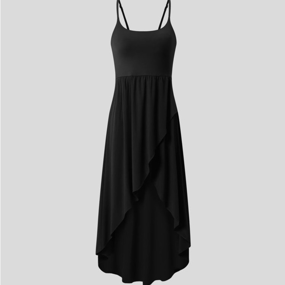 High Low Flowy Midi Quick Dry Dress with pockets